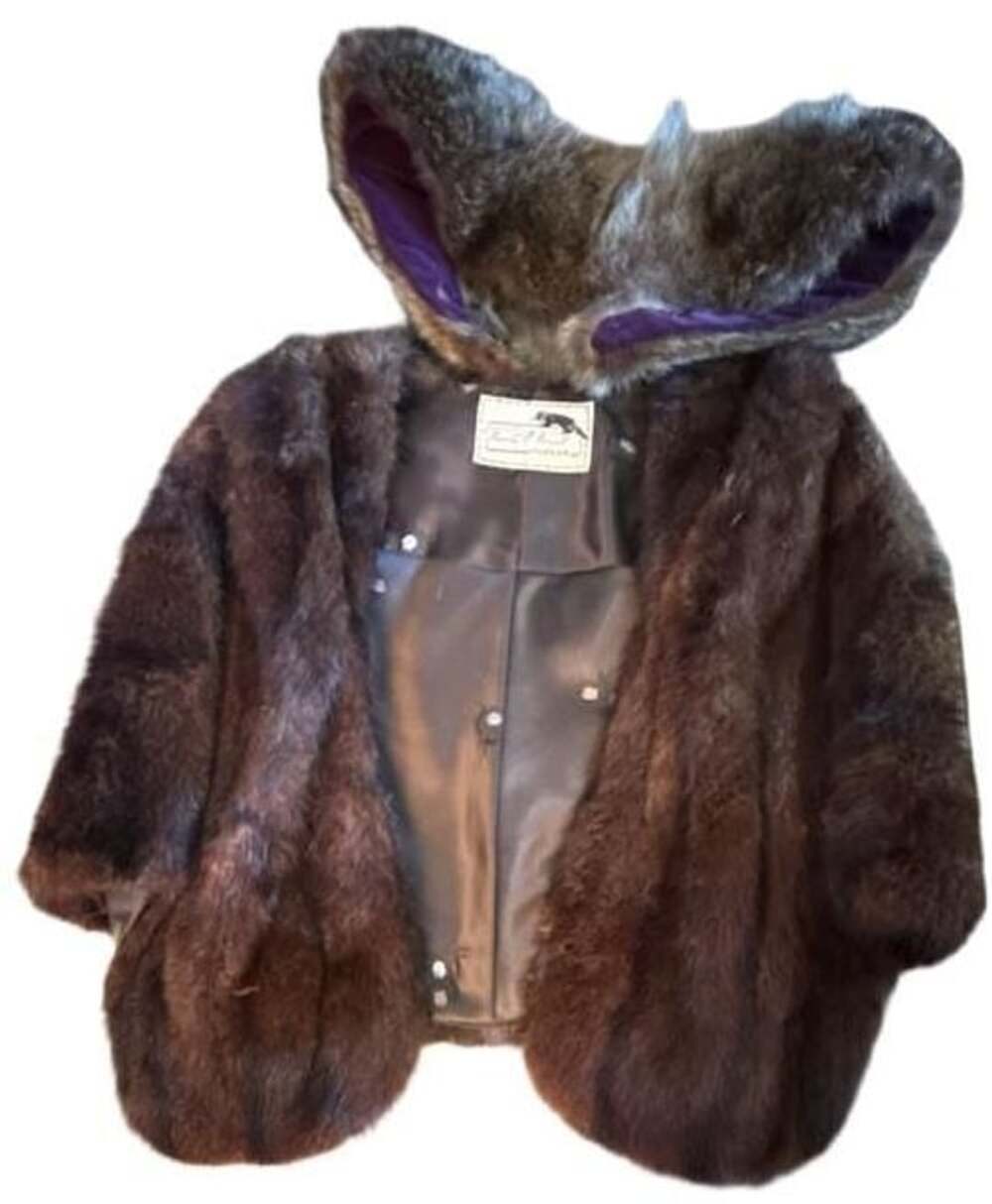 Pierre T. West Furrier Real Fur Cape Jacket Brown